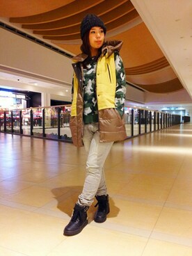 「TYPE BLUE（タイプブルー）のアイテム（パンツ）」を使った、kinukaさん（レディース・157cm）の冬コーディネート