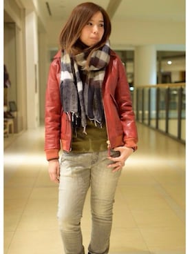 「TYPE BLUE（タイプブルー）のアイテム（パンツ）」を使った、kinukaさん（レディース・157cm）の冬コーディネート