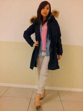 「TYPE BLUE（タイプブルー）のアイテム（シャツ/ブラウス）」を使った、kinukaさん（レディース・157cm）の冬コーディネート