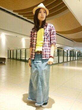 「TYPE BLUE（タイプブルー）のアイテム（帽子）」を使った、kinukaさん（レディース・157cm）の春コーディネート