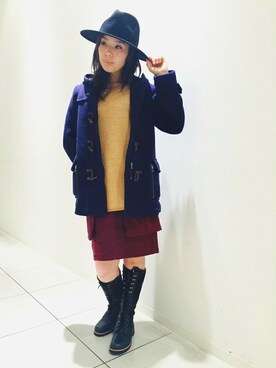 「AVIREX（アヴィレックス）のアイテム（ダッフルコート）」を使った、kinukaさん（レディース・157cm）の秋コーディネート