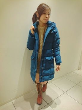 「AVIREX（アヴィレックス）のアイテム（ダウンジャケット/コート）」を使った、kinukaさん（レディース・157cm）の冬コーディネート