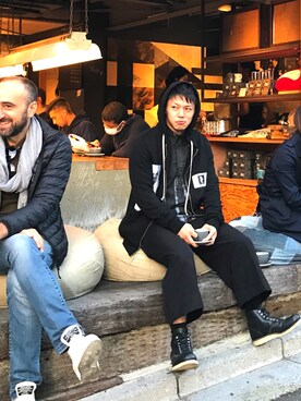 「DRKSHDW by RICK OWENS（ダークシャドウ バイ リックオウエンス）のアイテム（パーカー）」を使った、メラチンさん（メンズ・164cm）の秋コーディネート