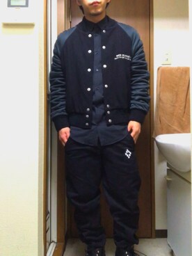 「RAF SIMONS（ラフシモンズ）のアイテム（スタジャン）」を使った、メラチンさん（メンズ・164cm）の冬コーディネート
