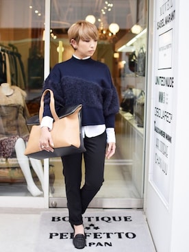 「UNIF（ユニフ）のアイテム（その他シューズ）」を使った、OTOHAさん（レディース・156cm）の冬コーディネート