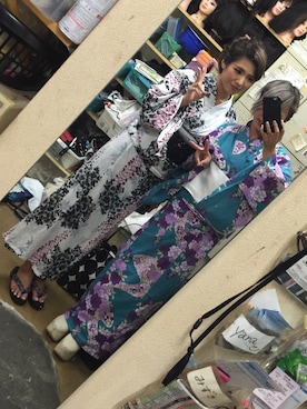 「アイテム（浴衣、グリーン系）」を使った、Yuri mom.♡さん（レディース・156cm）の夏コーディネート