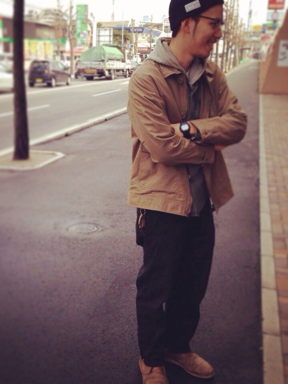 「Ray-Banのサングラス（メガネ、ブラック系）」を使った、Kepoxyさん（メンズ・182cm）の冬コーディネートの1枚目の写真