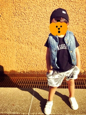 「SWAGGER（スワッガー）のアイテム（トップス）」を使った、moneさん（キッズ・90cm）の秋コーディネート