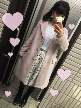 「NICE CLAUP（ナイスクラップ）のアイテム（チェスターコート）」を使った、ｍｉｉさん（レディース・158cm）の冬コーディネート