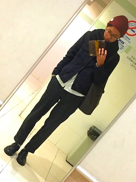 「トイレから失礼しやす」｜「アイテム（その他シューズ）」を使った、まーぼーさん（メンズ・173cm）の秋コーディネート