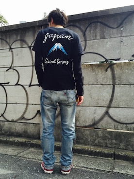 「WTAPS（ダブルタップス）のアイテム（トップス）」を使った、小久保賢人さん（メンズ・166cm）の春コーディネート