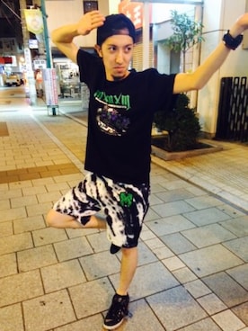 「MAGICAL MOSH MISFITS（マジカルモッシュミスフィッツ）のアイテム（パンツ）」を使った、Ruuさん（メンズ・173cm）の夏コーディネート