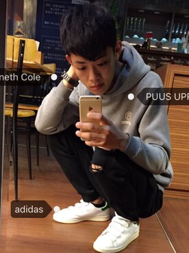 「Kenneth Cole（ケネスコール）のアイテム」を使った、蕭丁魁さん（メンズ・175cm）の秋コーディネート