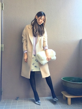 「MERCURYDUO（マーキュリーデュオ）のアイテム（クラッチバッグ）」を使った、デリさん（レディース・168cm）の冬コーディネート
