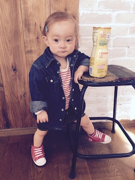 「ボーダーTシャツ」｜hinappさん（キッズ・70cm）の春コーディネート