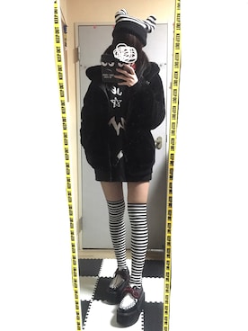 「ニーハイソックス」｜「アイテム（ブルゾン）」を使った、「 ねむる 」さん（レディース・156cm）の秋コーディネート