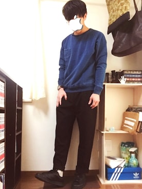 「UP START（アップスタート）のアイテム（スウェット）」を使った、tomiさん（メンズ・171cm）の春コーディネート