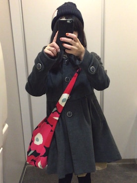 「OLIVE des OLIVE（オリーブデオリーブ）のアイテム（ステンカラーコート）」を使った、akinarosさん（レディース・149cm）の冬コーディネート