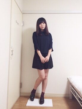 「NATURAL BEAUTY BASIC（ナチュラルビューティーベーシック）のアイテム（Tシャツ/カットソー、ブルー系）」を使った、SAKIさん（レディース・165cm）の秋コーディネート