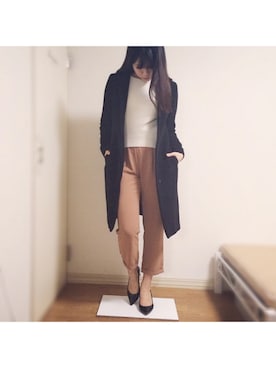「STRAWBERRY-FIELDS（ストロベリーフィールズ）のアイテム（ステンカラーコート）」を使った、SAKIさん（レディース・165cm）の冬コーディネート