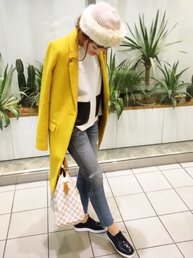 「LouisVuitton」｜「アイテム（チェスターコート）」を使った、D♡nut🍩さん（レディース・157cm）の冬コーディネート