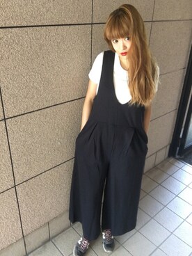 「Luz Llena（ラズレナ）のアイテム（つなぎ/オールインワン）」を使った、D♡nut🍩さん（レディース・157cm）の秋コーディネート