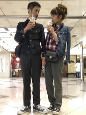 「カップル」｜「アイテム（デニムジャケット）」を使った、D♡nut🍩さん（レディース・157cm）の秋コーディネート