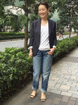 「Scye（サイ）のアイテム（その他アウター）」を使った、RIKAさん（レディース・157cm）の春コーディネート