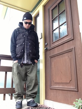「OAKLEY（オークリー）のオークリー フロッグスキン サングラス OAKLEY Frogskins Custom NON（サングラス）」を使った、さとけんさん（メンズ・176cm）の冬コーディネート