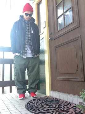 「OAKLEY（オークリー）のオークリー フロッグスキン サングラス OAKLEY Frogskins Custom NON（サングラス）」を使った、さとけんさん（メンズ・176cm）の冬コーディネート