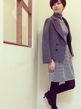 「ひざ丈スカート」｜「アイテム（ブルゾン）」を使った、本社 プレスさん（レディース・162cm）の秋コーディネート