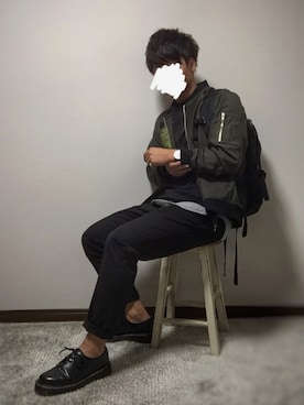 「ダニエルウェリントン」｜「アイテム（MA-1）」を使った、Oさん（メンズ・166cm）の秋コーディネート