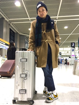 「ART COMES FIRST（アートカムズファースト）のアイテム（パンツ）」を使った、Shinsaku Masudaさん（メンズ・169cm）の冬コーディネート