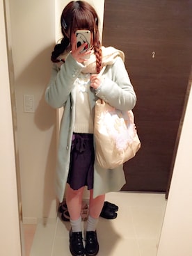 「Nile PERCH（ナイルパーチ）のアイテム（バッグ）」を使った、miyusicさん（レディース・155cm）の冬コーディネート