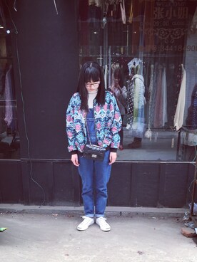 「H&M（エイチ・アンド・エム）のアイテム（ブルゾン）」を使った、tiano_ikumiさん（レディース・158cm）の春コーディネート