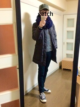 「MARITHE + FRANCOIS GIRBAUD（マリテフランソワジルボー）のアイテム（その他アウター）」を使った、getchさん（メンズ・175cm）の冬コーディネート
