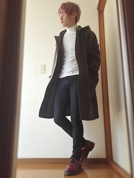 「UNIQLOコーデ」｜「アイテム（ダッフルコート）」を使った、ユウヤさん（メンズ・172cm）の冬コーディネート