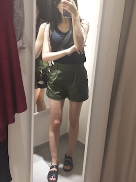 「H&M（エイチ・アンド・エム）のアイテム（ビーチサンダル）」を使った、velysさん（レディース・158cm）の夏コーディネート