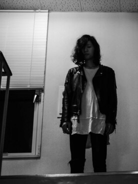 「TAKAHIROMIYASHITATheSoloIst.（タカヒロミヤシタザソロイスト）のアイテム（ライダースジャケット）」を使った、shogomorishitaさん（メンズ・176cm）の夏コーディネート