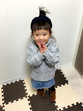 「REDDY APPLESEED（レディーアップルシード）のアイテム（トップス）」を使った、harukono❃さん（キッズ・100cm）の冬コーディネート