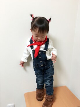 「DIESEL（ディーゼル）のアイテム（オールインワン・サロペット）」を使った、harukono❃さん（キッズ・80cm）の春コーディネート