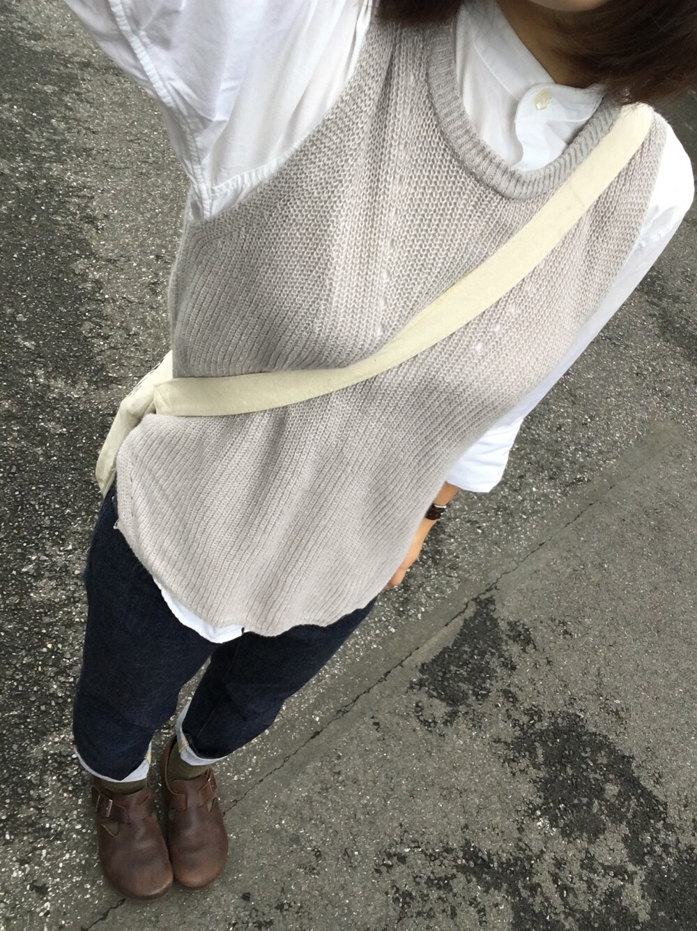 「BIRKENSTOCKの【満島みなみちゃん着用】BIRKENSTOCK■新作■LONDON/ロンドン アンティークレザー（UNISEX）（スニーカー、ブラウン系）」を使った、___chairoさん（レディース・155cm）の秋コーディネートの1枚目の写真