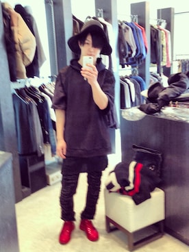 「CHRISTIAN DADA（クリスチャンダダ）のQuilting Wide Brimmed Hat（ハット、ブラック系）」を使った、bo_ri_さん（メンズ・173cm）の春コーディネート