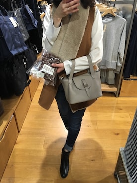 「Kashin（カシン）のアイテム」を使った、Yu Yuさん（レディース・163cm）の冬コーディネート