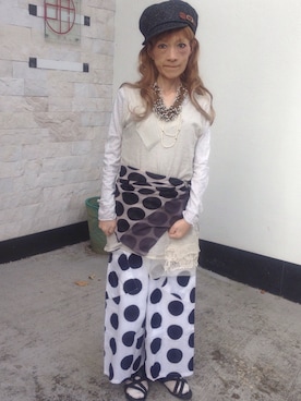 「レースタンク」｜まつだ  もとこさん（レディース・153cm）の夏コーディネート