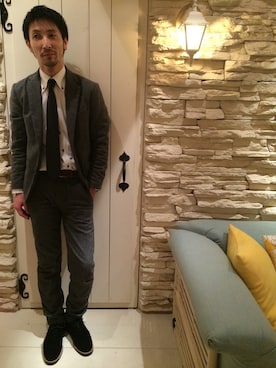 「417 EDIFICE（フォーワンセブンエディフィス）のアイテム（セットアップ）」を使った、ひろたまさきbyBRAVEayaseさん（メンズ・175cm）の冬コーディネート