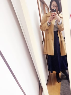 「リング」｜「アイテム（トレンチコート）」を使った、まーーーーさん（レディース・154cm）の秋コーディネート