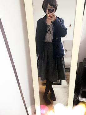 「メガネ女子」｜「アイテム（ピーコート）」を使った、まーーーーさん（レディース・154cm）の秋コーディネート