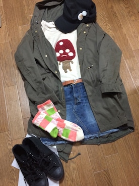 「LEPSIM（レプシィム）のアイテム（モッズコート）」を使った、りん。さん（レディース・155cm）の春コーディネート