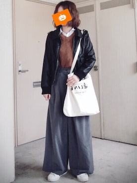 「正月」｜「アイテム（ライダースジャケット）」を使った、ちゃんるいさん（レディース・157cm）の冬コーディネート